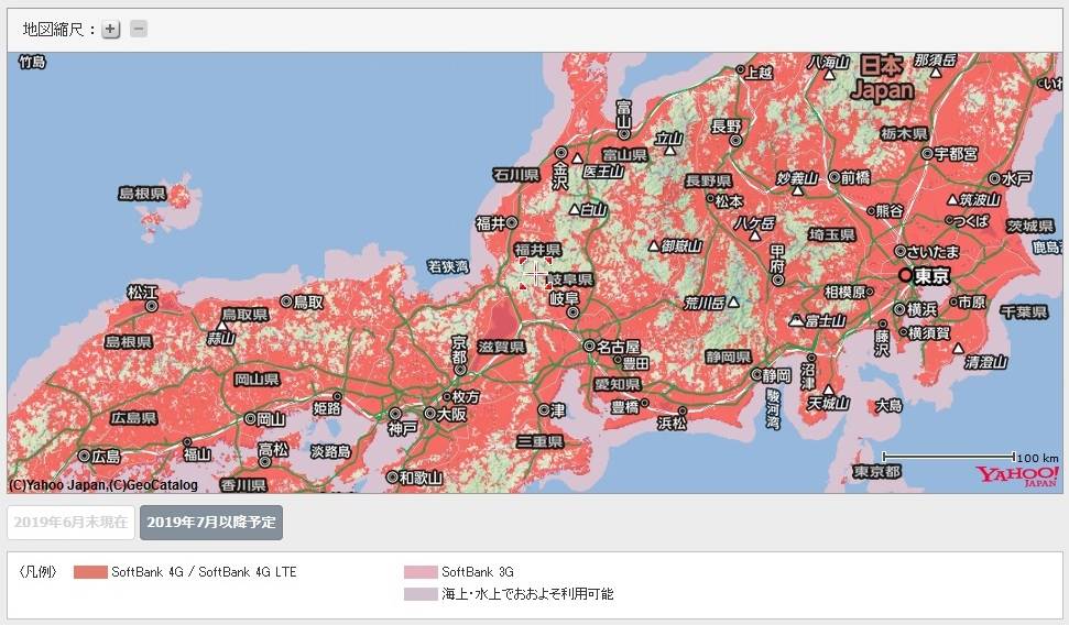 SoftBank 4G LTE対応エリアマップ